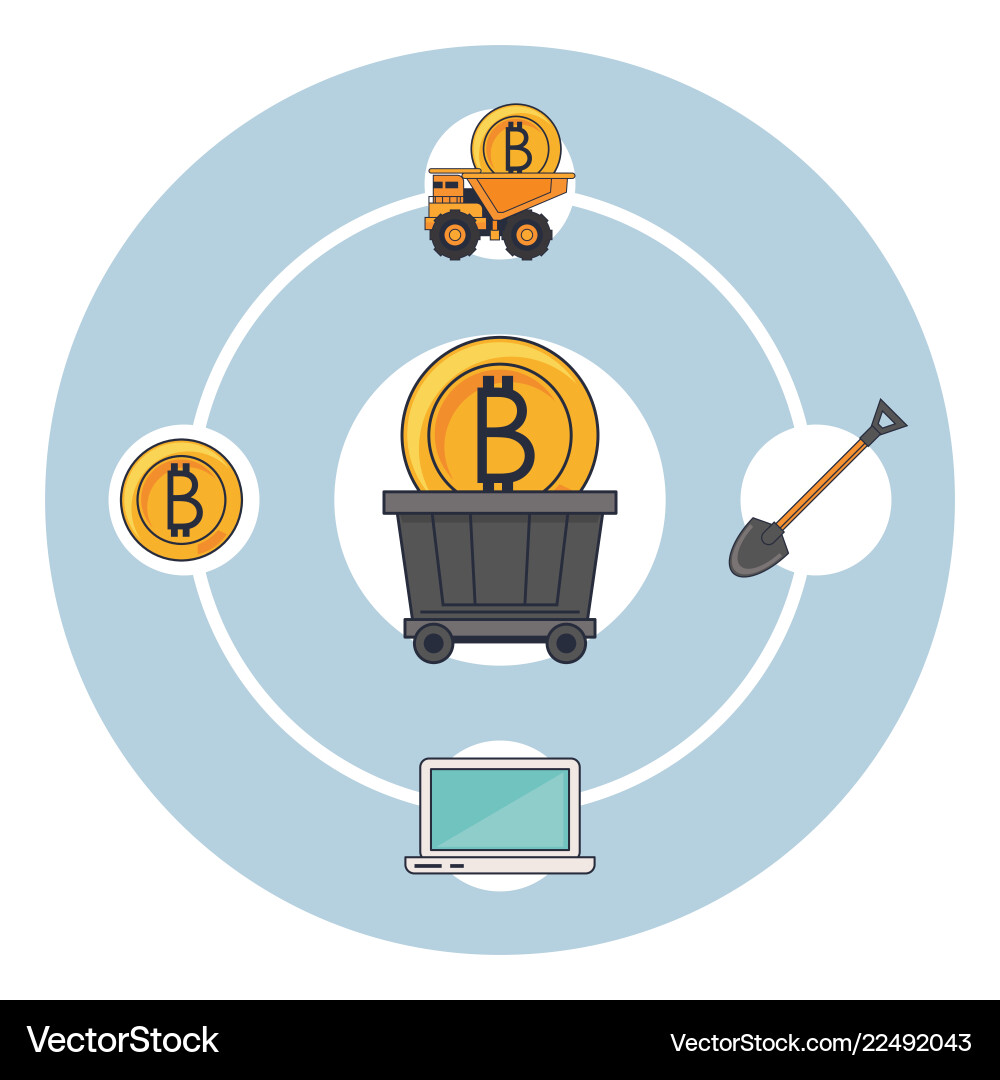 Bitcoin mining technological devices Bitcoin mining technological devices vector image