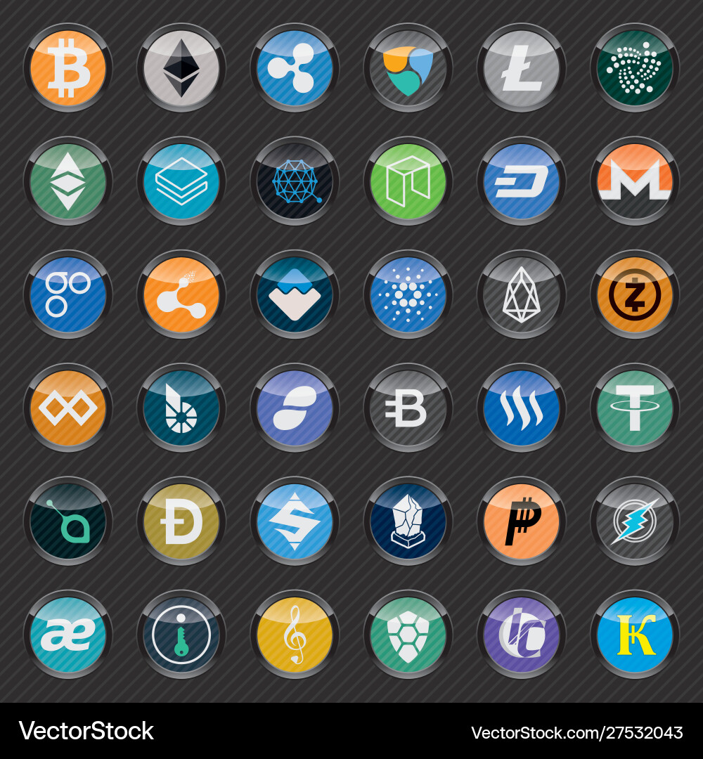 Cryptocurrency Circle Icons – Royalty-Free Vector | VectorStock