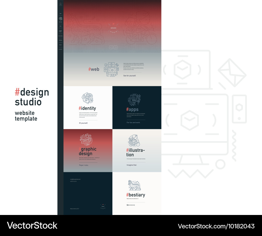 Design studio website template Vector Image