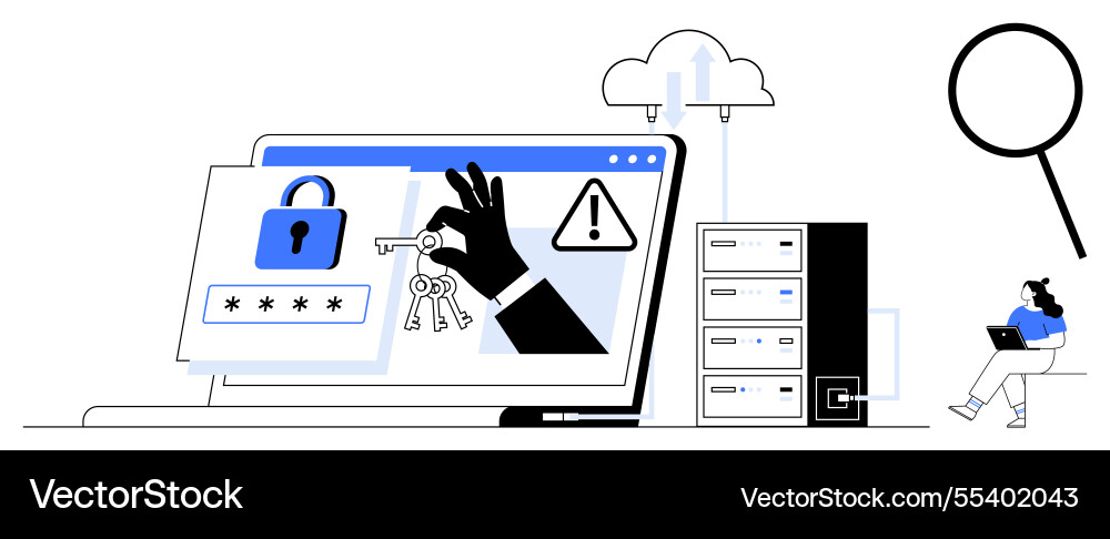 Digital security concept featuring secure login Digital security concept featuring secure login vector image
