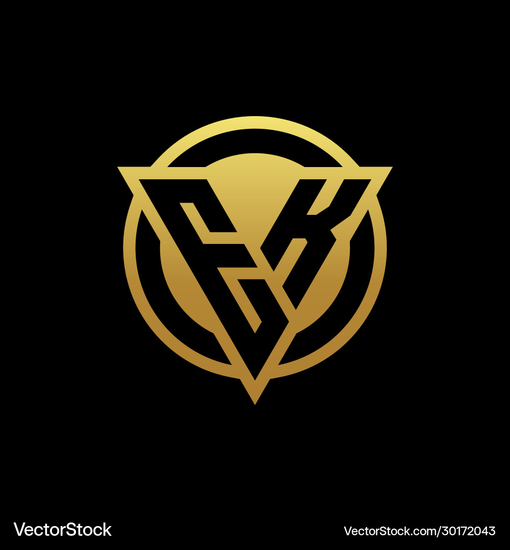 Ek logo monogram with triangle shape and circle Vector Image