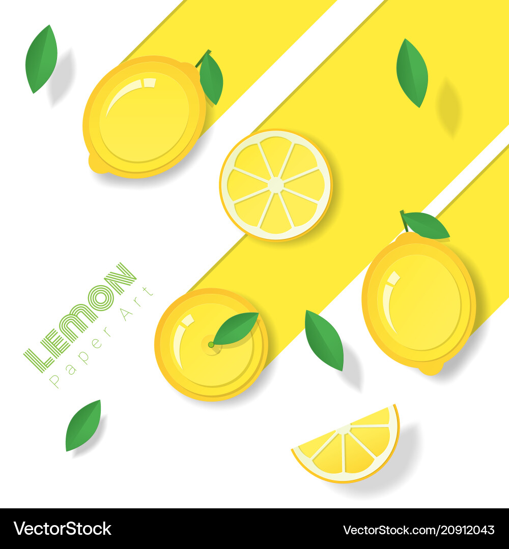 Frische Zitrone Obst Hintergrund in Papier Kunst Stil Frische Zitrone Obst Hintergrund in Papier Kunst Stil vektorbild