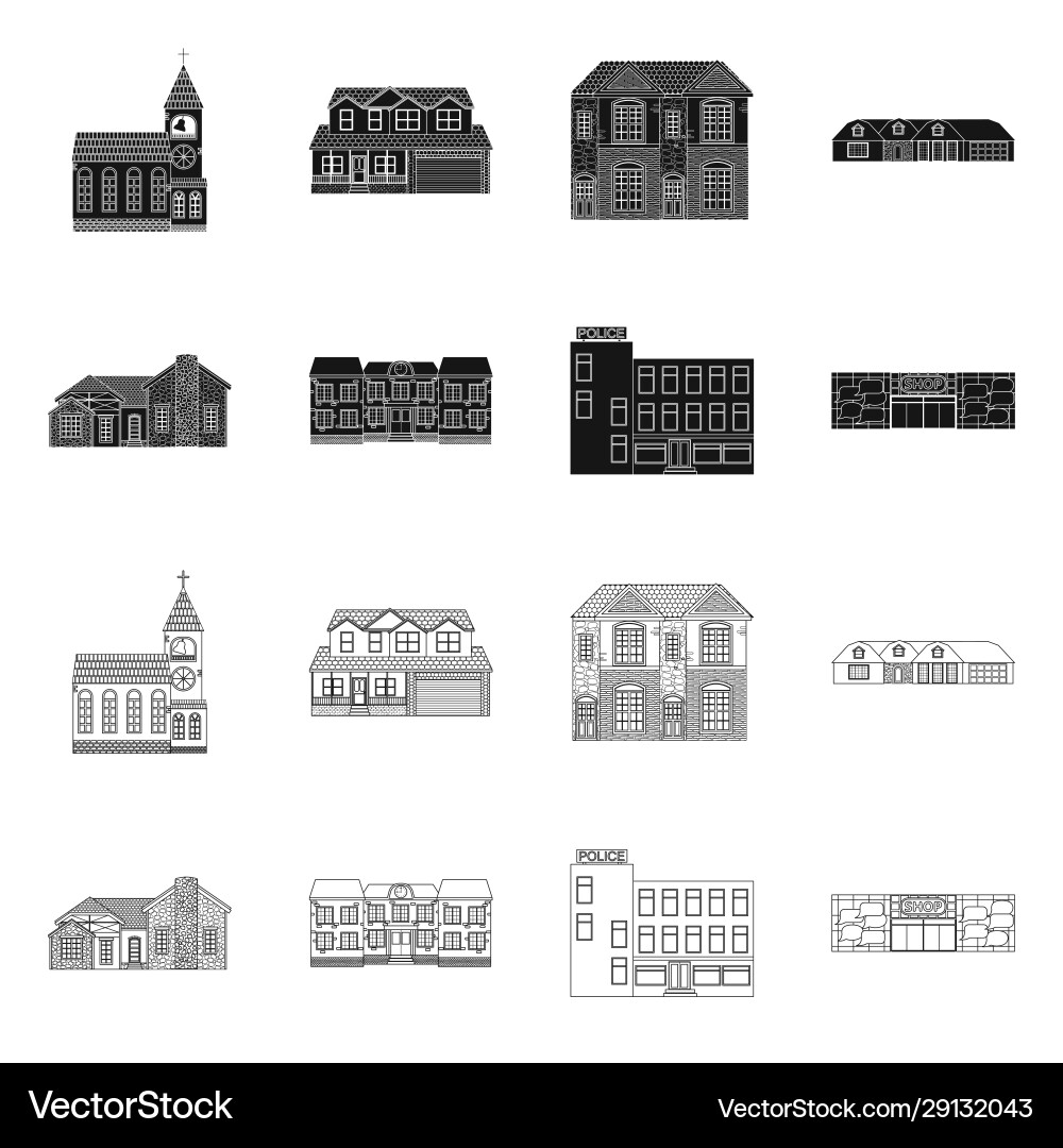 Isolated object building and front logo set Isolated object building and front logo set vector image