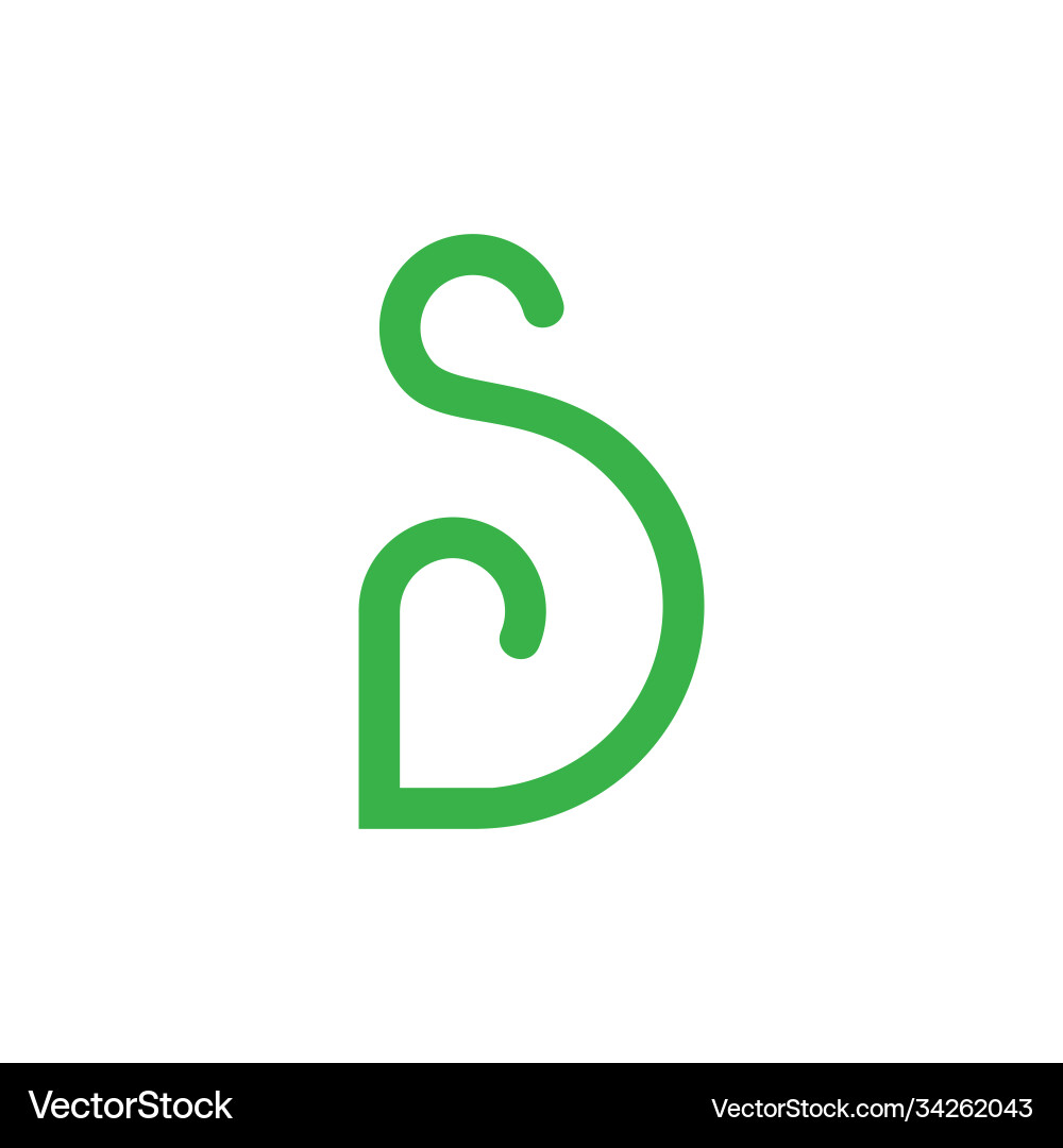 Letters sd simple curves line loop design logo vector image