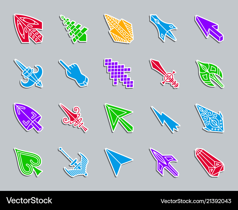 Mouse cursor patch sticker icons set Mouse cursor patch sticker icons set Vector Image