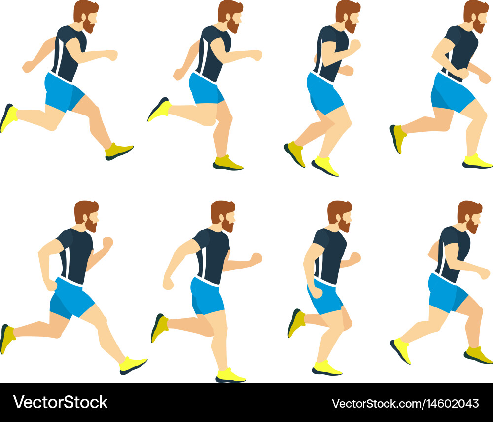 Running man young athlete in tracksuit animation Vector Image