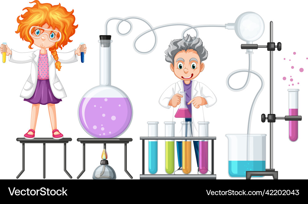 Scientist doing science experiment in the lab vector image