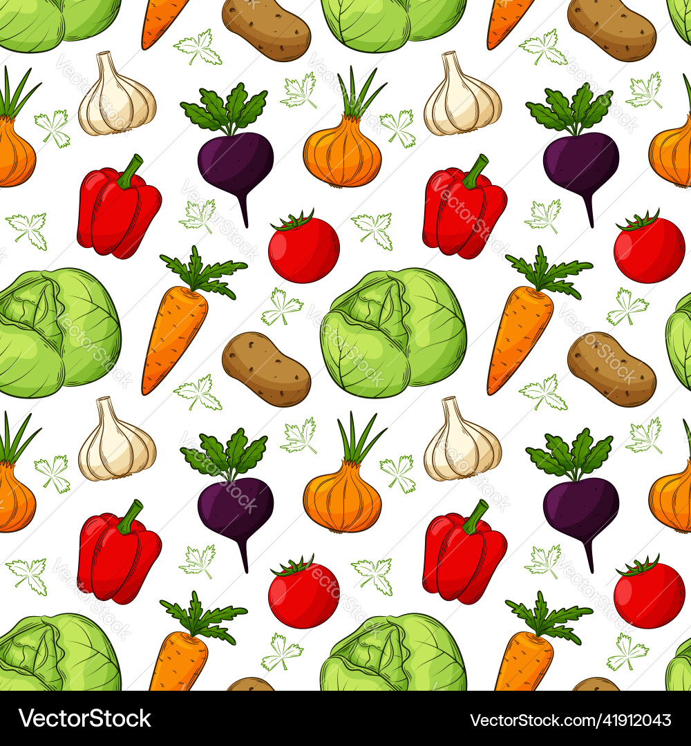Seamless pattern with different vegetables Seamless pattern with different vegetables vector image