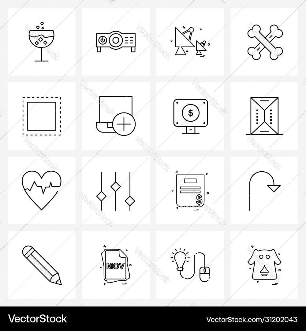 Set 16 ui icons and symbols for sign layout Vector Image