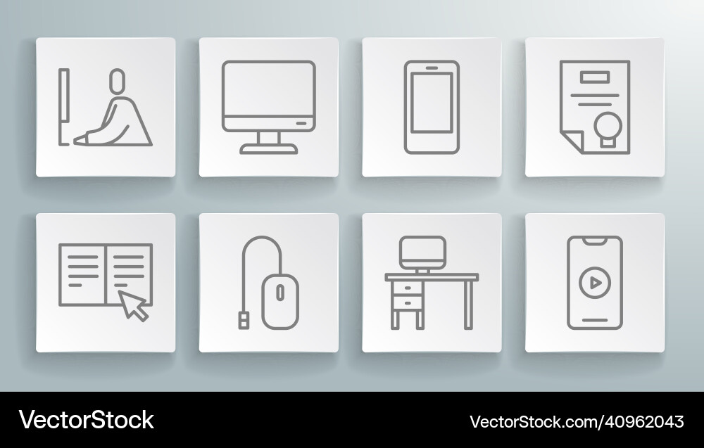 Set line online book computer monitor screen Set line online book computer monitor screen vector image