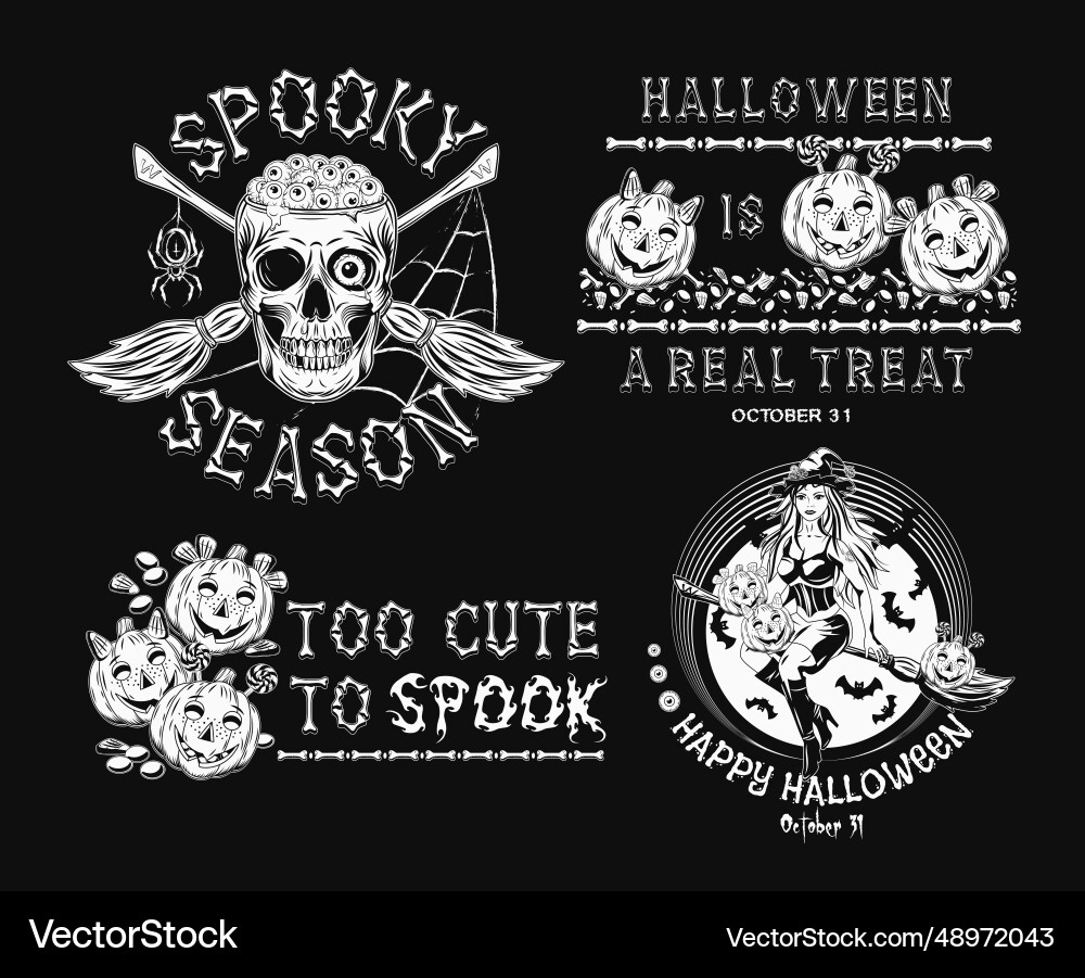 Set of labels with halloween objects Set of labels with halloween objects Vector Image