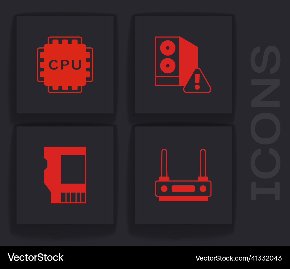 Set router and wi-fi signal processor with cpu Set router and wi-fi signal processor with cpu vector image