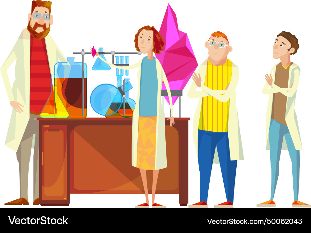 Students in laboratory composition Students in laboratory composition vector image
