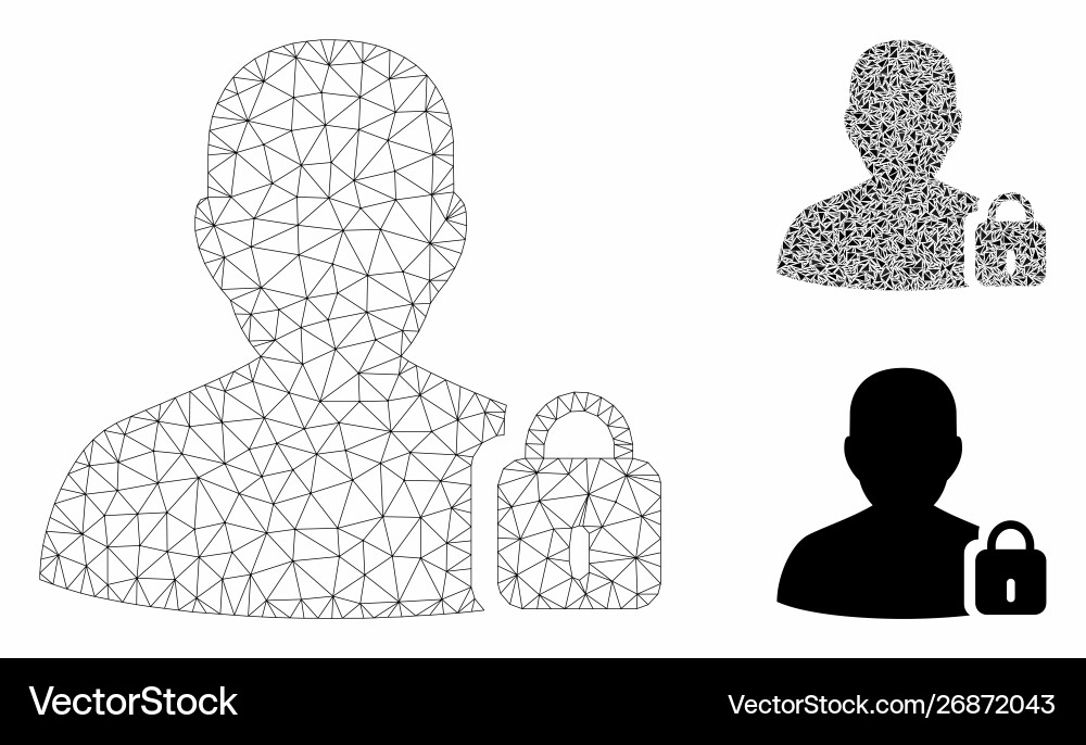 User lock mesh wire frame model User lock mesh wire frame model vector image