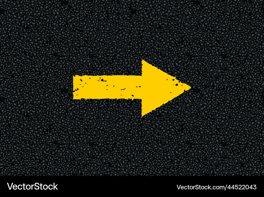 Yellow arrow on tarmac road top view vector image