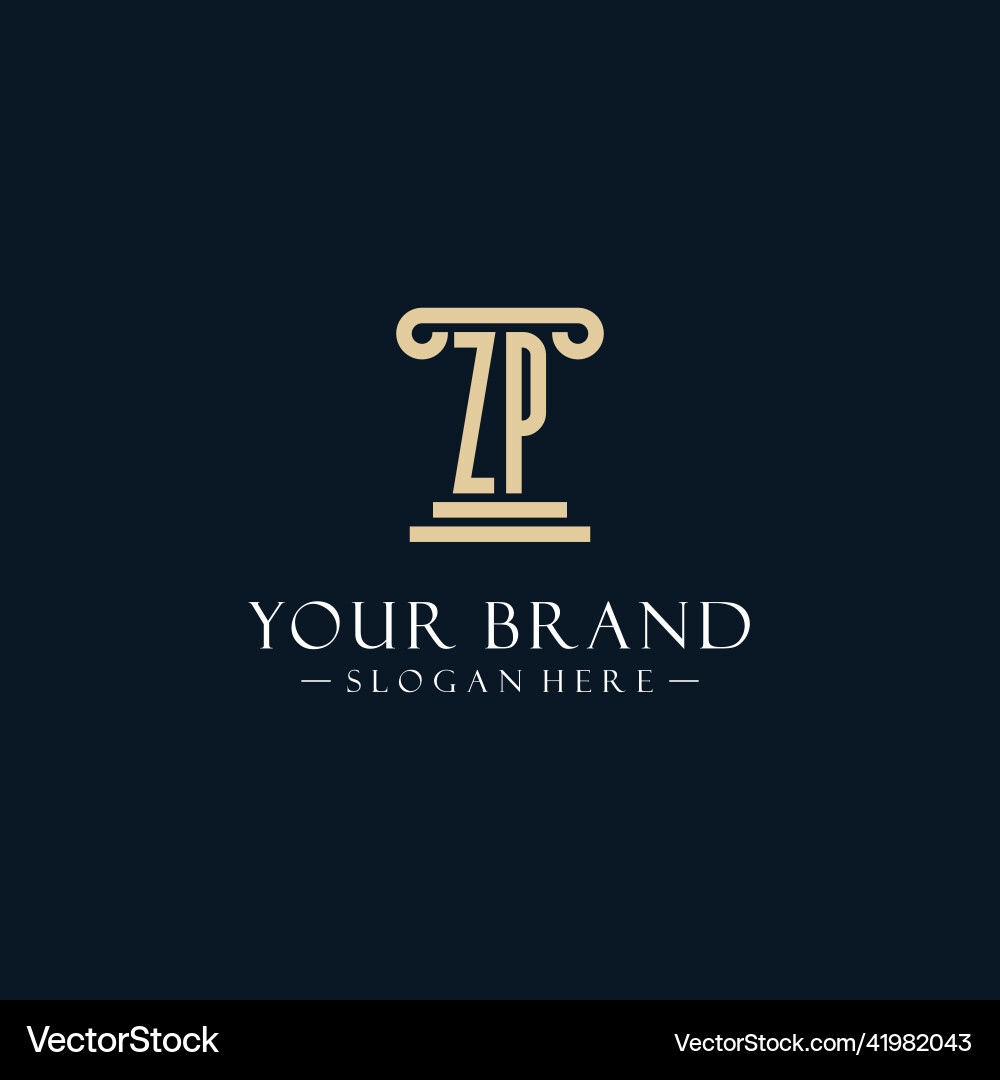 Zp initial monogram logos with pillar shapes style Vector Image