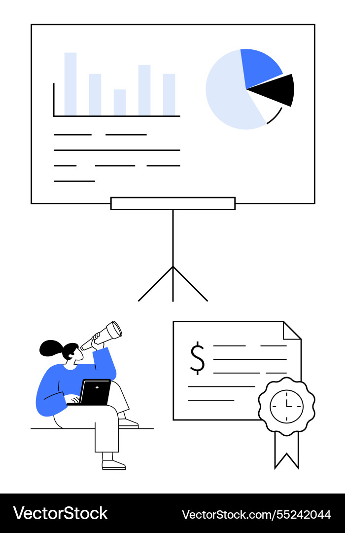 Analyzing financial data with graphs charts Analyzing financial data with graphs charts vector image