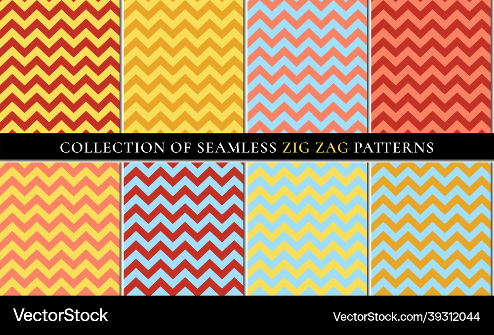 Autumn set of seamless zigzag chevron pattern vector image