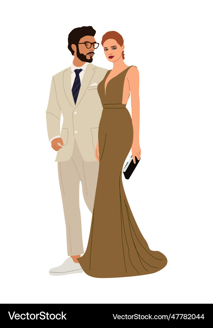 Beautiful couple in evening formal outfit Vector Image