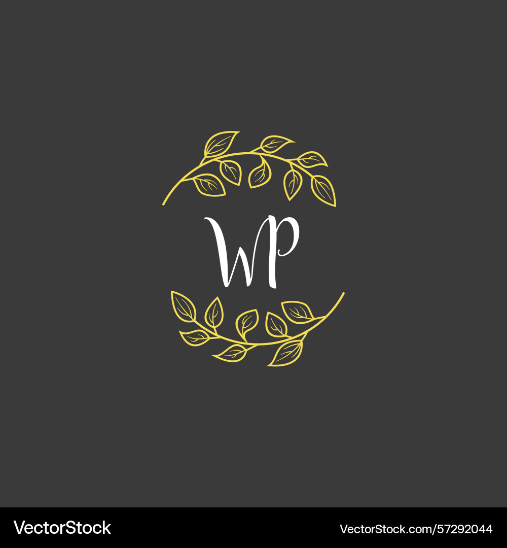 Botanical monogram logos with initial wp Botanical monogram logos with initial wp Vector Image