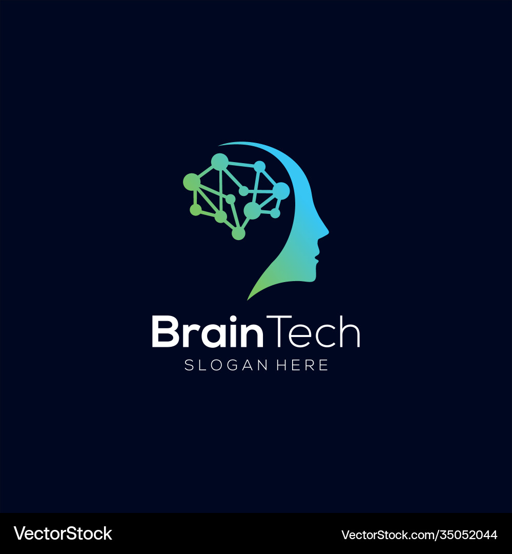 Brain Technology Logo Royalty Free Vector Image