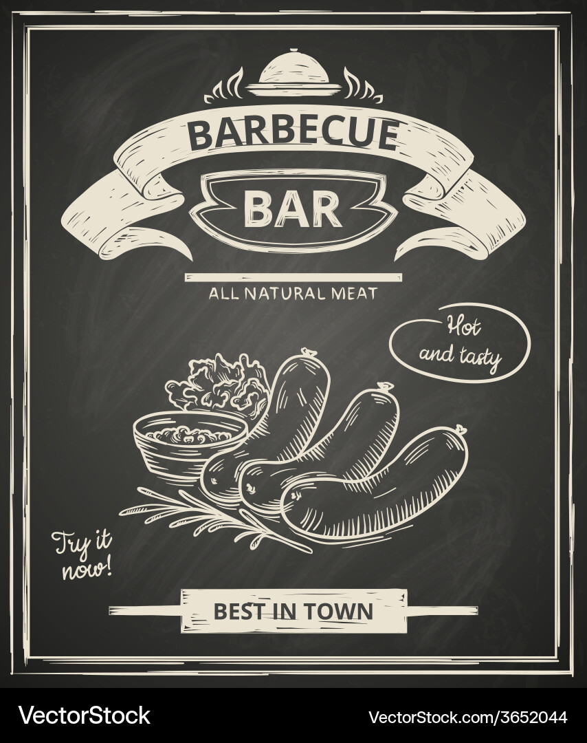 Chalkboard BBQ Poster Vector Image