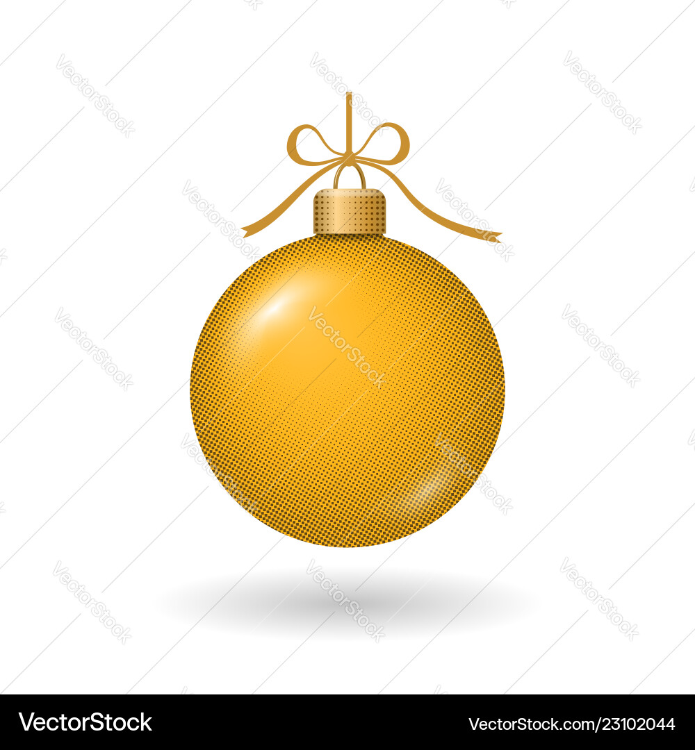 Christmas tree ball with gold ribbon bow golden Christmas tree ball with gold ribbon bow golden vector image