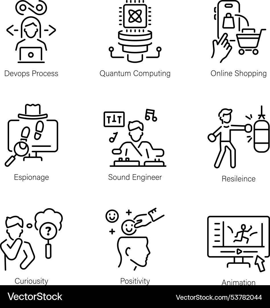 Collection of skills linear style icons Collection of skills linear style icons vector image