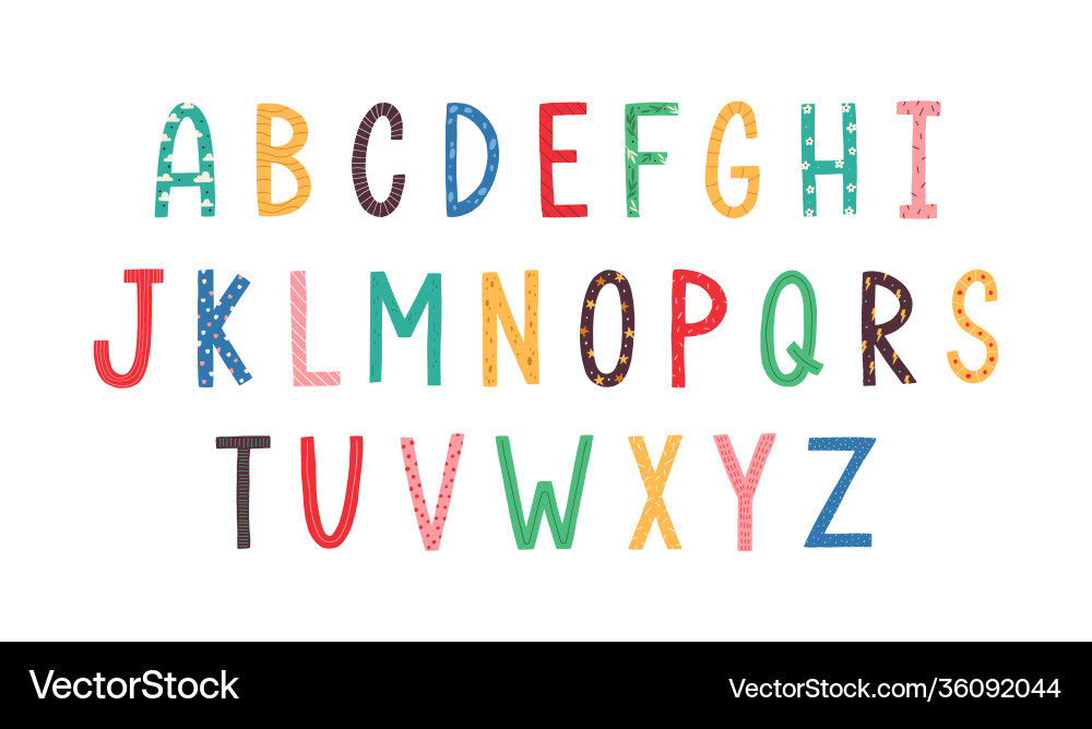 Colorful latin letters english alphabet Colorful latin letters english alphabet vector image