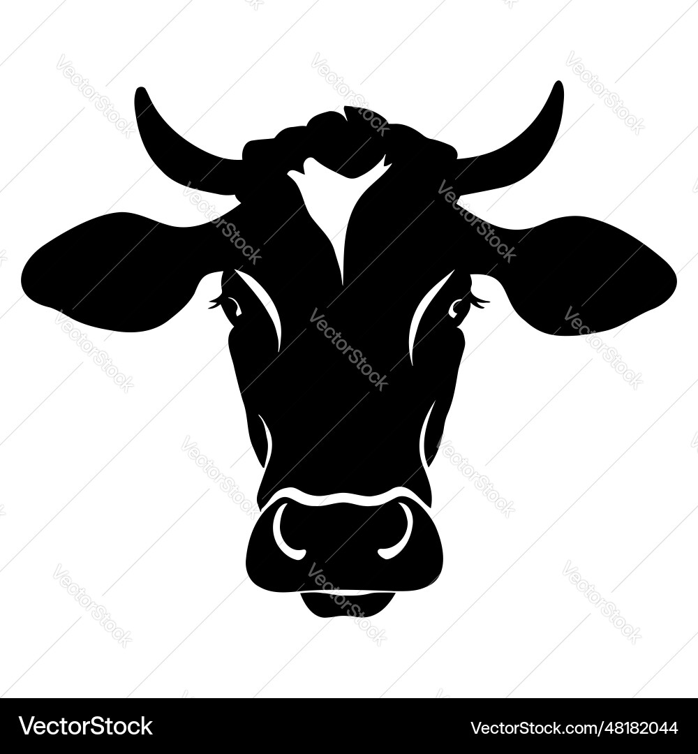 Cow Head Silhouette Vector