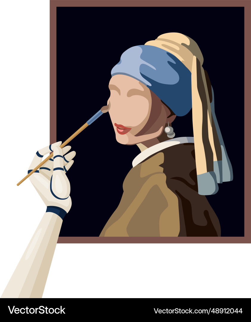 Create art projects with ai robot hand painting Create art projects with ai robot hand painting vector image