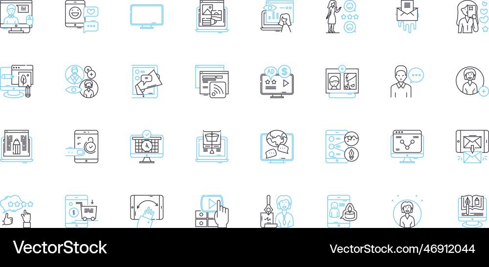 Digital technique linear icons set algorithm Digital technique linear icons set algorithm Vector Image