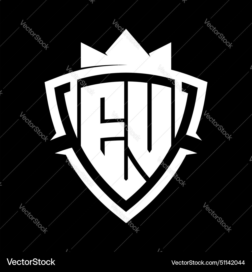 Ev letter monogram with triangle curve shield Vector Image