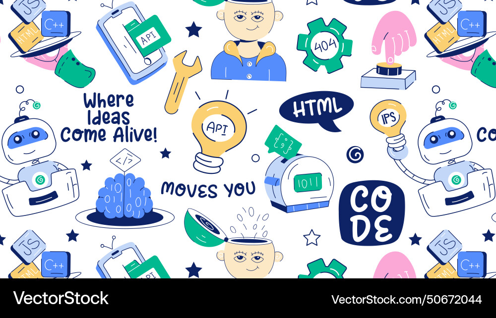 Hand drawn showing concepts of programming vector image