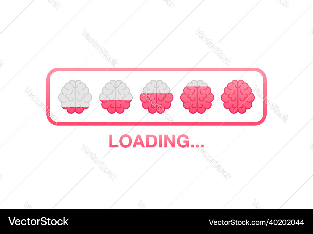 Idea loading concept with brain processed Idea loading concept with brain processed Vector Image
