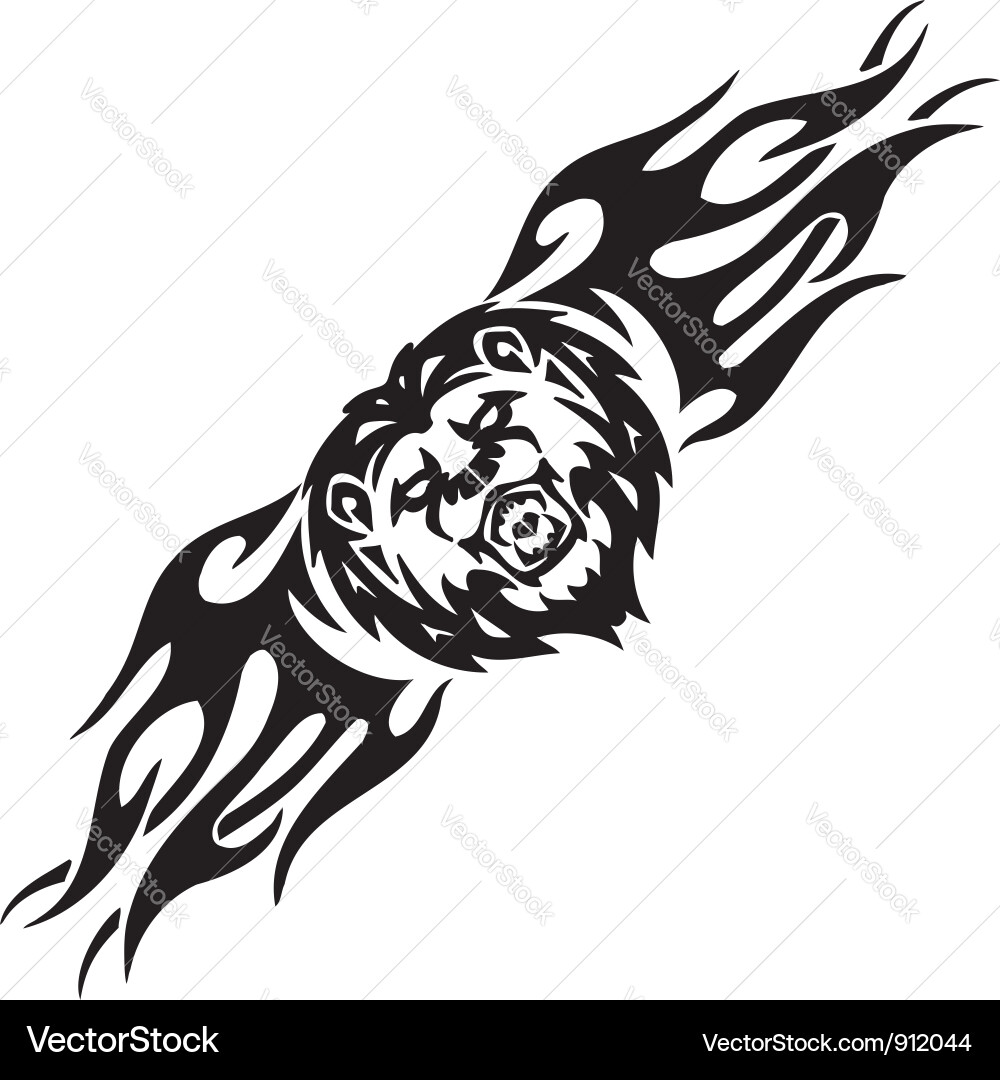 Lion and symmetric tribals vector image