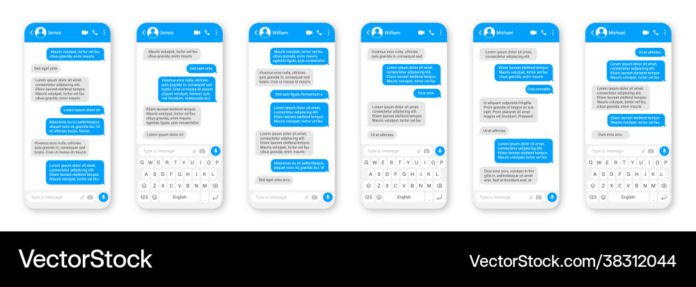 Messaging app design user interface sms text vector image