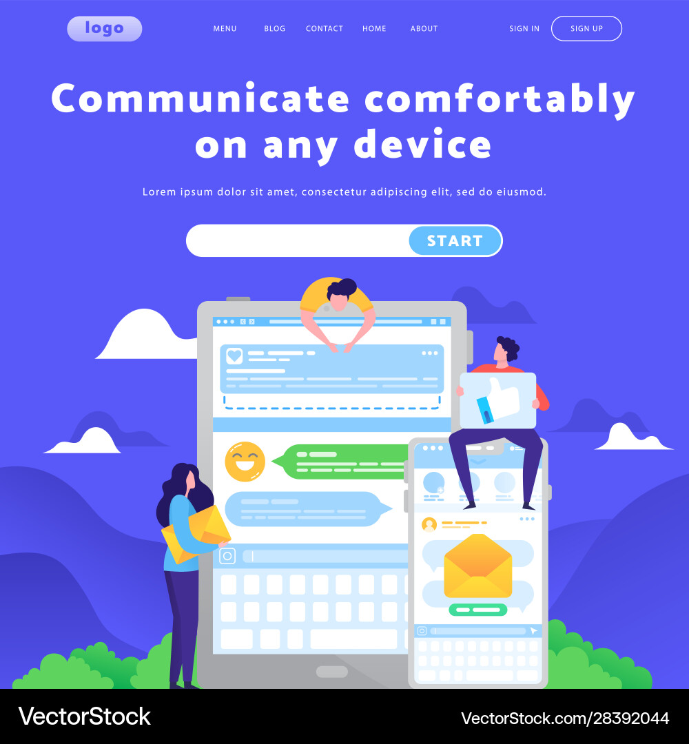 Modern Messaging App Website Template Vector Image