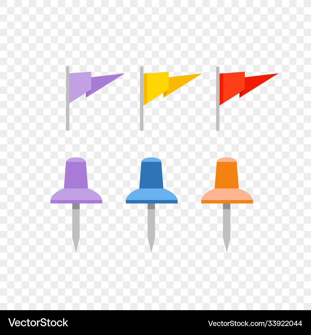 Navigation pins and flags isolated on transparent Navigation pins and flags isolated on transparent vector image