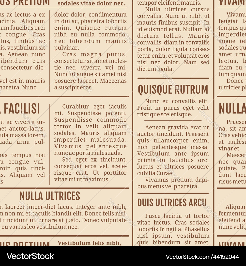 Old newspaper seamless pattern with text print Old newspaper seamless pattern with text print vector image