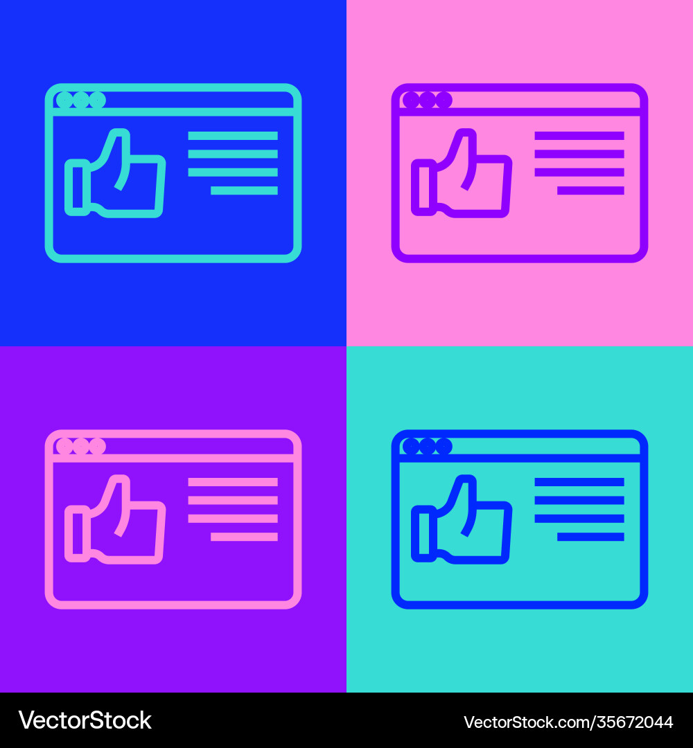 Pop art line browser window icon isolated on color Pop art line browser window icon isolated on color Vector Image