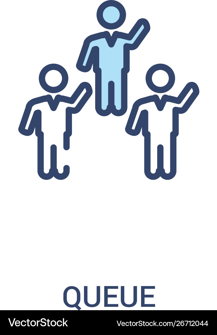 Queue concept 2 colored icon simple line element Queue concept 2 colored icon simple line element vector image