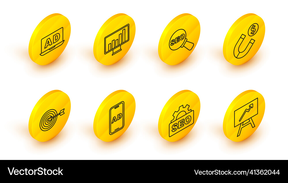 Set line board with graph chart seo optimization Set line board with graph chart seo optimization Vector Image