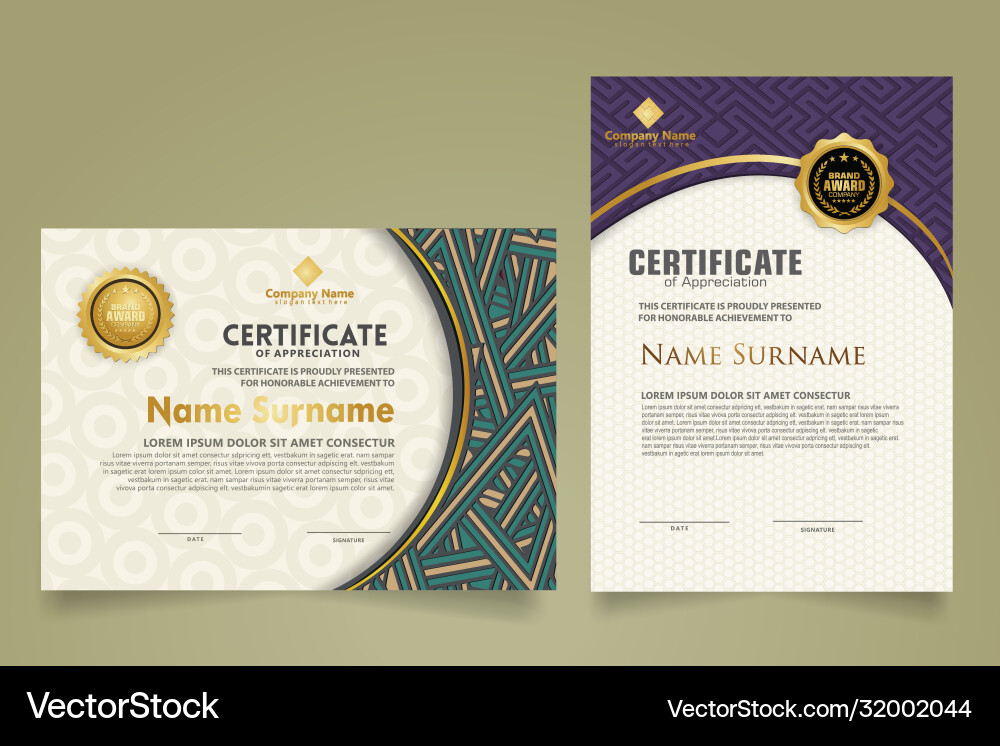 Set modern certificate template with dynamic Set modern certificate template with dynamic vector image