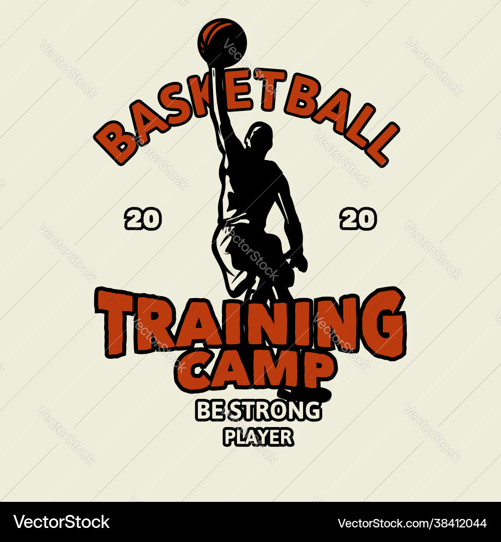 T-Shirt Design Basketball Trainingslager stark T-Shirt Design Basketball Trainingslager stark vektorbild