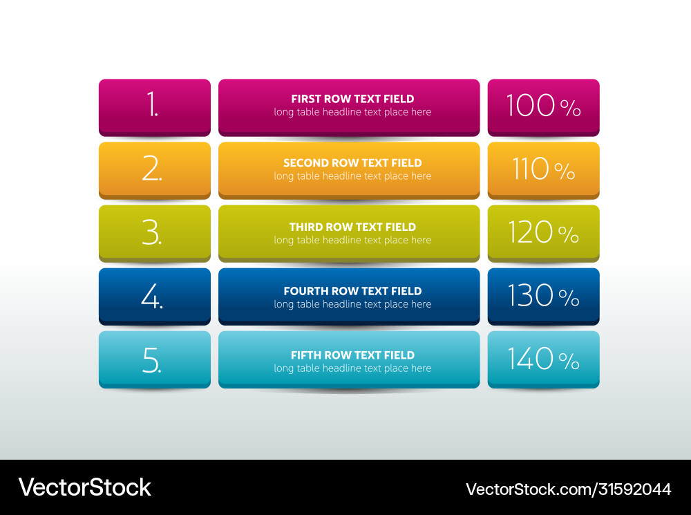 Table Schedule Template - 5 Row Banner vector image