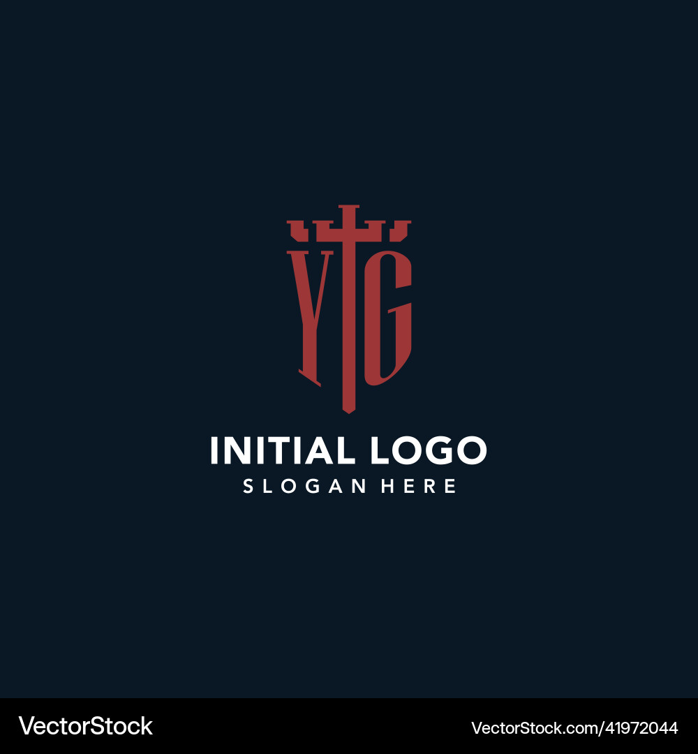 Yg initial monogram logos with sword and shield Vector Image