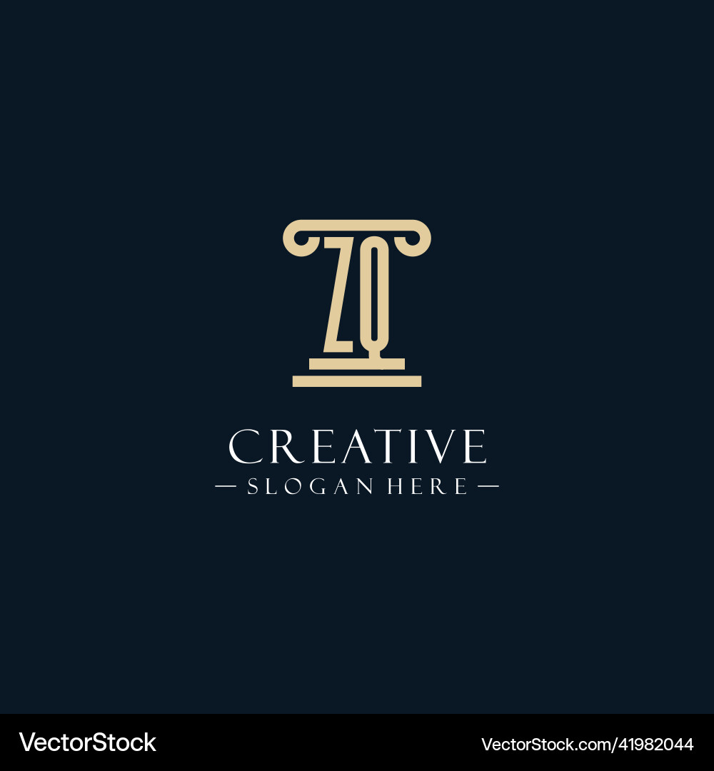Zq initial monogram logos with pillar shapes style Vector Image