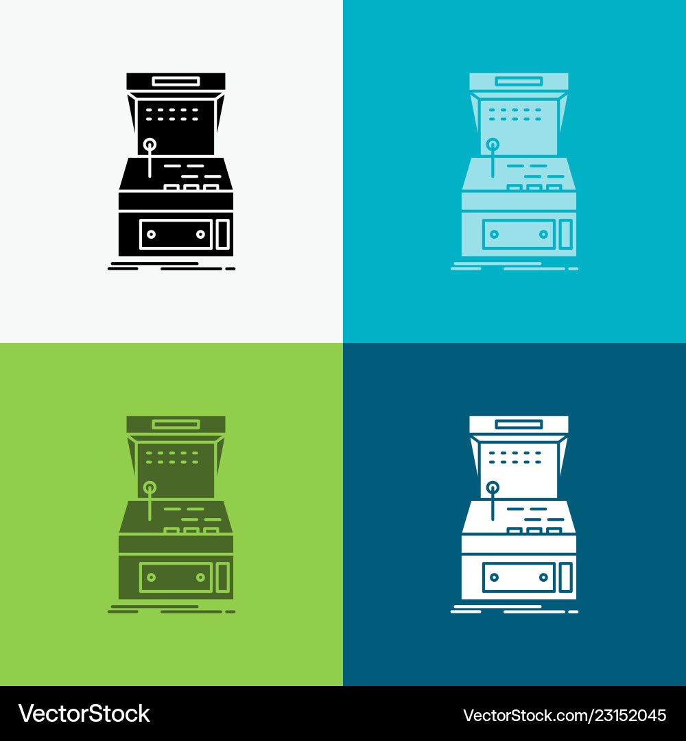 Arcade console game machine play icon over Arcade console game machine play icon over Vector Image