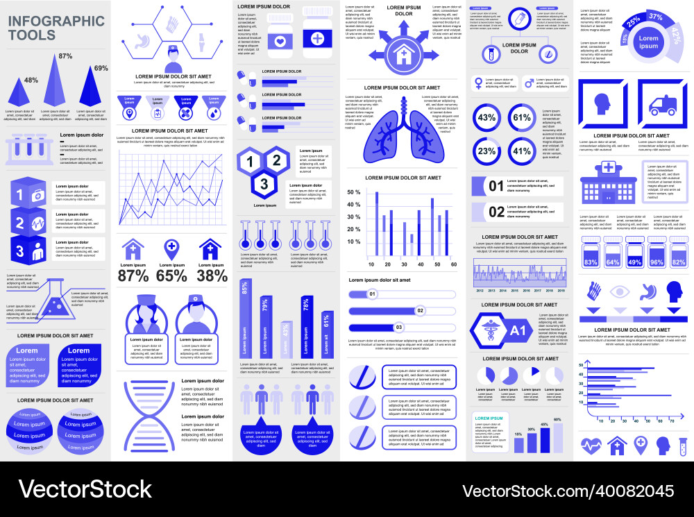 Bundle medical infographic elements data Bundle medical infographic elements data vector image